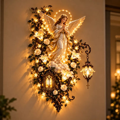 🙏✨ Glowing Blessed Mother Floral Wall Décor