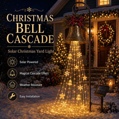 🔔 Solar Christmas Bell Cascade Yard Light with Warm LEDs ✨