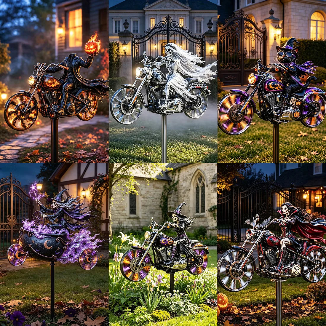 🎃 Halloween Motorcycle Garden Windmill 🏍
