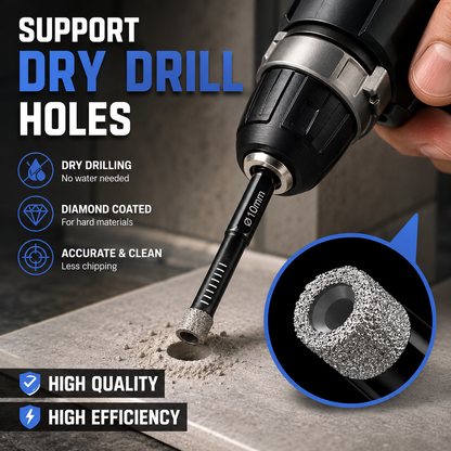 6 Pcs Diamond Drill Bits Set, 1/4 5/6 3/8 1/2 Inch Brazed Diamond Drill Bits for Precision Drilling in Tile Ceramic Glass Granite Marble Masonry
