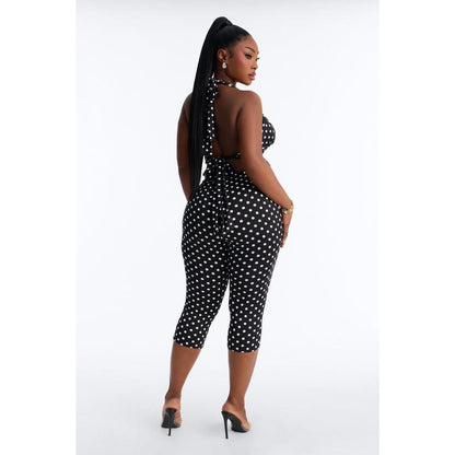 🖤 Polka Dot Halter Cutout Capri