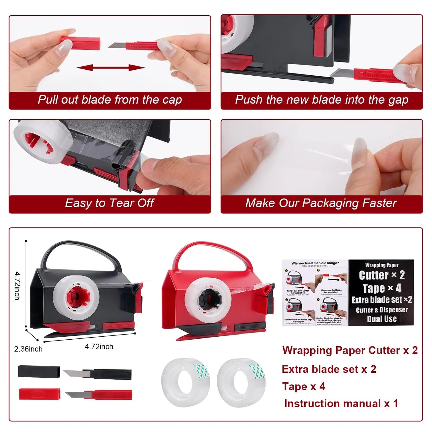 🎁 2-in-1 Wrapping Paper Cutter & Tape Dispenser