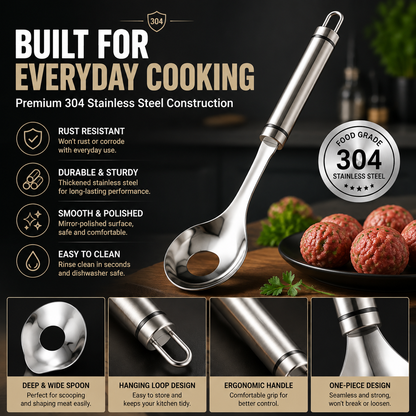 🍝2-Pack Stainless Steel Meatball Maker Spoon – Make Perfect Meatballs Without Messy Hands🌟