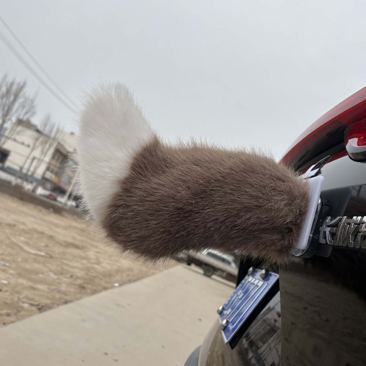 Electric Cat Tail for Car Decoration, Remote-Controlled Wagging Plush Tail for Car