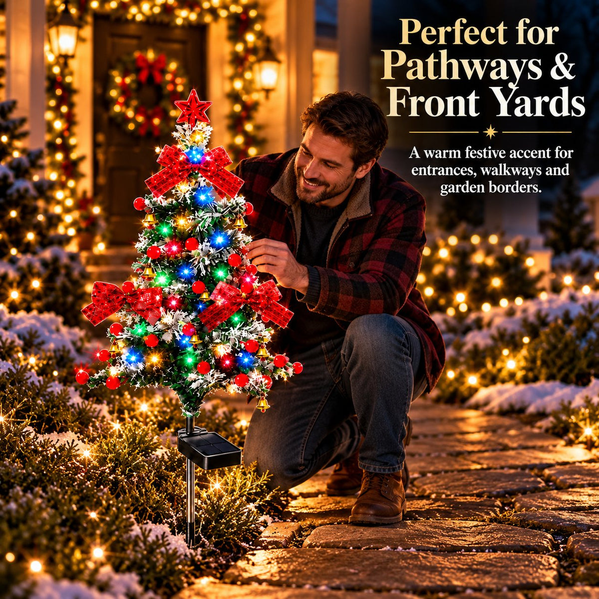 Last Day Promotion! 🔥 Solar Cedar Christmas Tree Lights| Festive Outdoor Holiday Decor ✅️BUY 4 GET 20% OFF