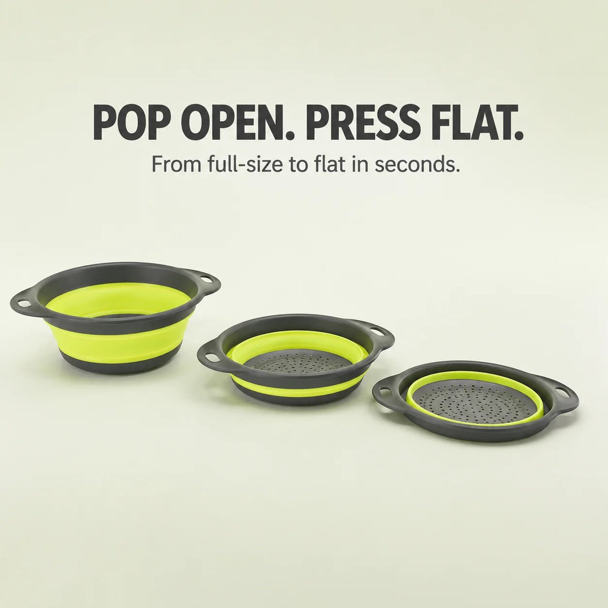 🥬 3-Piece Collapsible Colander Set – Space-Saving Kitchen Strainers for Pasta, Fruit & Vegetables