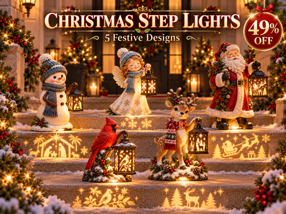 ⛄ Last Day 49% Snowman Nativity Glow™✨ – Solar Christmas Step Light with Holy Family Projection