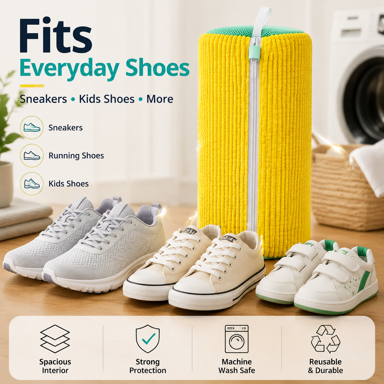 No-Scrub Shoe Washing Bag 👟– Clean & Protect Your Sneakers In The Washing Machine