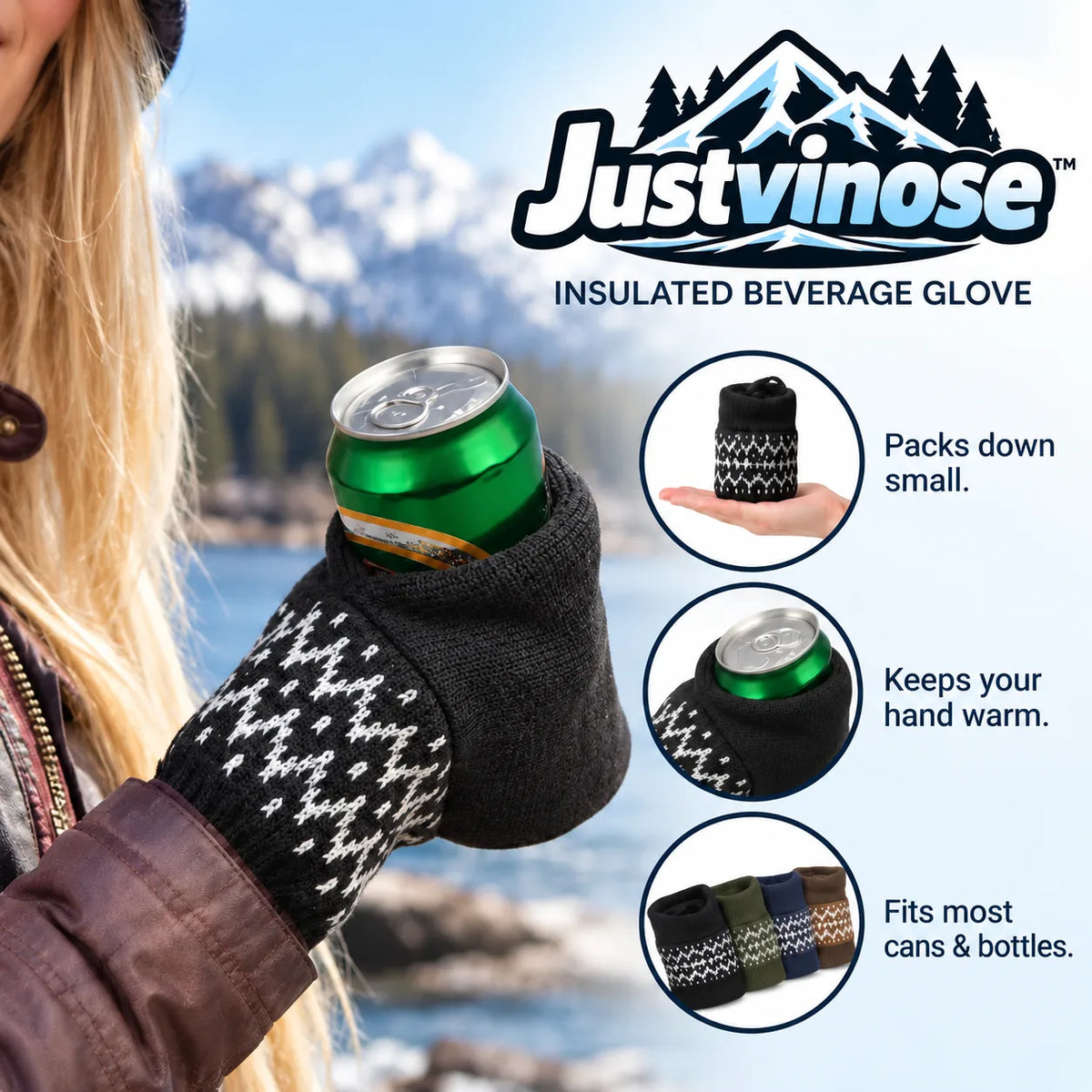 🍻Knitted Insulated Beer Can Glove Mittens – Warm Hands, Cold Drinks