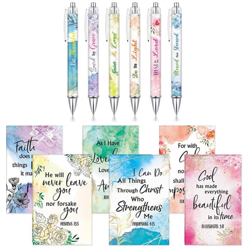 ✝️Christian Gifts Set: Motivational Pens & Bible Verse Notebooks – Inspire Your Faith Journey🌸