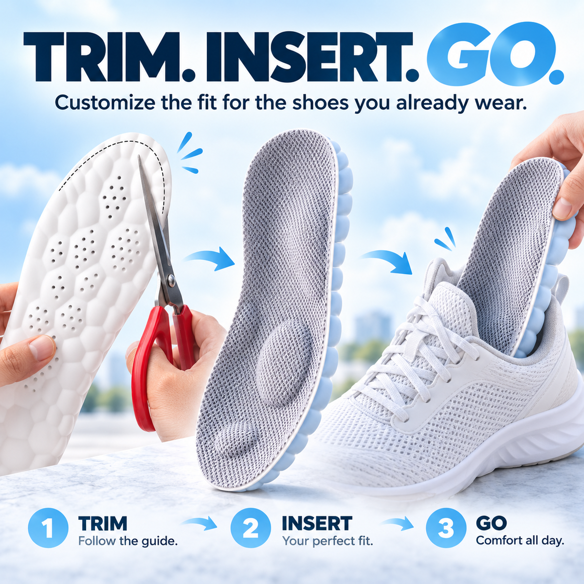 ☁️ 4D Cloud Comfort Insoles – Soft Cushioning & All-Day Support