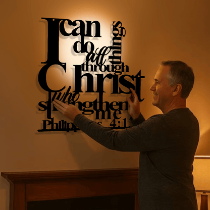 ✝️Christianartworkshop Philippians 4:13 I Can Do All Things Metal Wall Decor: Christ’s Strength for Your Walls