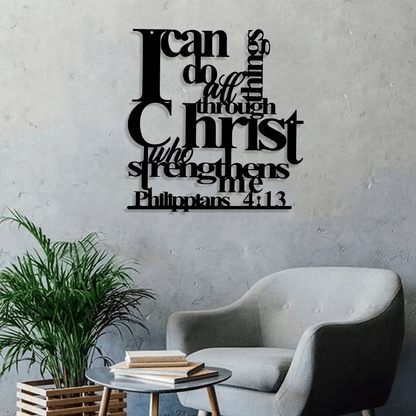 ✝️Christianartworkshop Philippians 4:13 I Can Do All Things Metal Wall Decor: Christ’s Strength for Your Walls