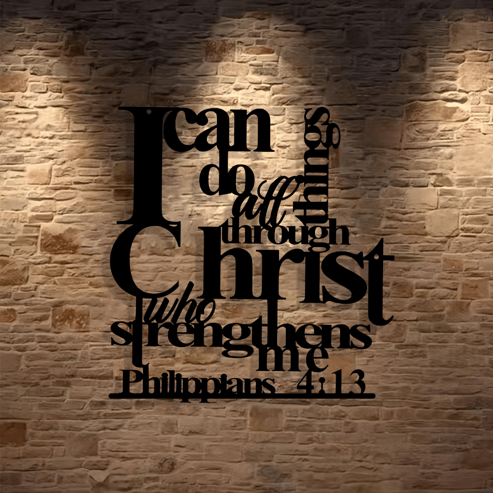 ✝️Christianartworkshop Philippians 4:13 I Can Do All Things Metal Wall Decor: Christ’s Strength for Your Walls