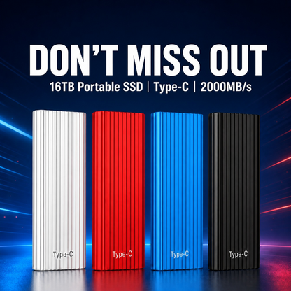 ⚡ 16TB Type-C Portable Mini SSD – Pocket-Sized Storage for Phone, Laptop & Tablet