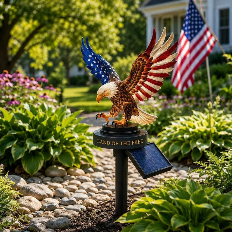 🔥LAST DAY 49% OFF – Solar Eagle Garden Light – A Glowing Tribute to American Freedom
