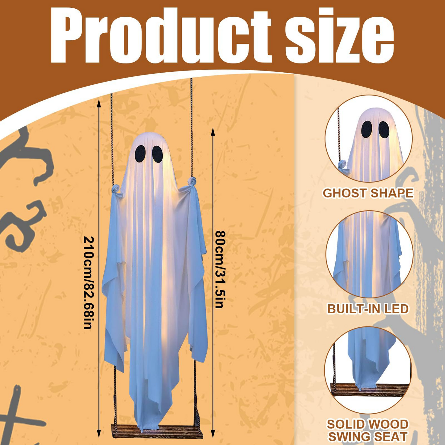 Hanging Ghost Swing Outdoor Halloween Decoration
