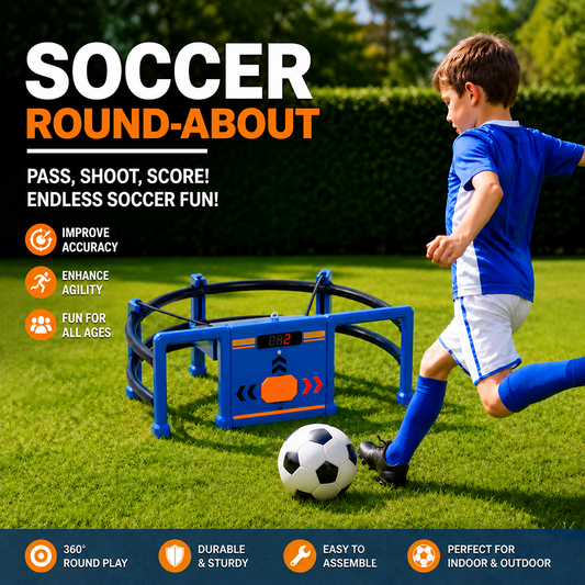 ⚽Soccer Round-About Interactive Soccer Training Game with Auto Scoring, LED Lights & Projector – Indoor & Outdoor Soccer Toy for Kids