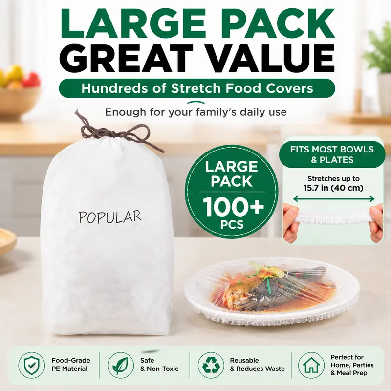 💥Special Offer💥Disposable Elastic Stretch Food Covers 100PCS | Quick Food Storage for Bowls & Plates