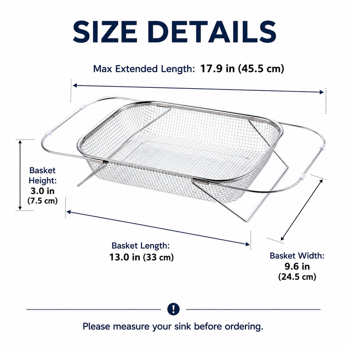 🍽️🧺 Stainless Steel Adjustable Over-the-Sink Drainer Basket