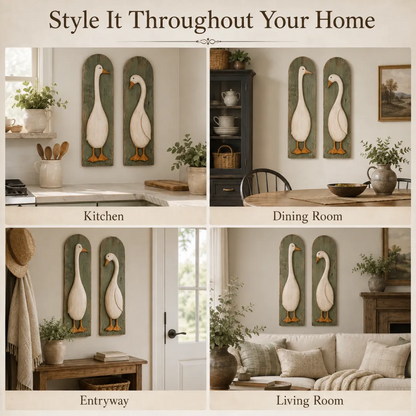 🪿Handcrafted Rustic Goose Wall Art Set Of 2