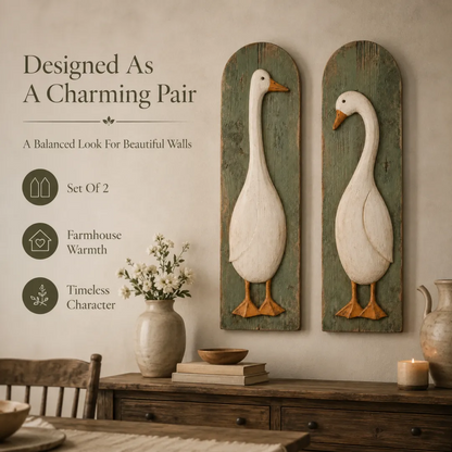 🪿Handcrafted Rustic Goose Wall Art Set Of 2