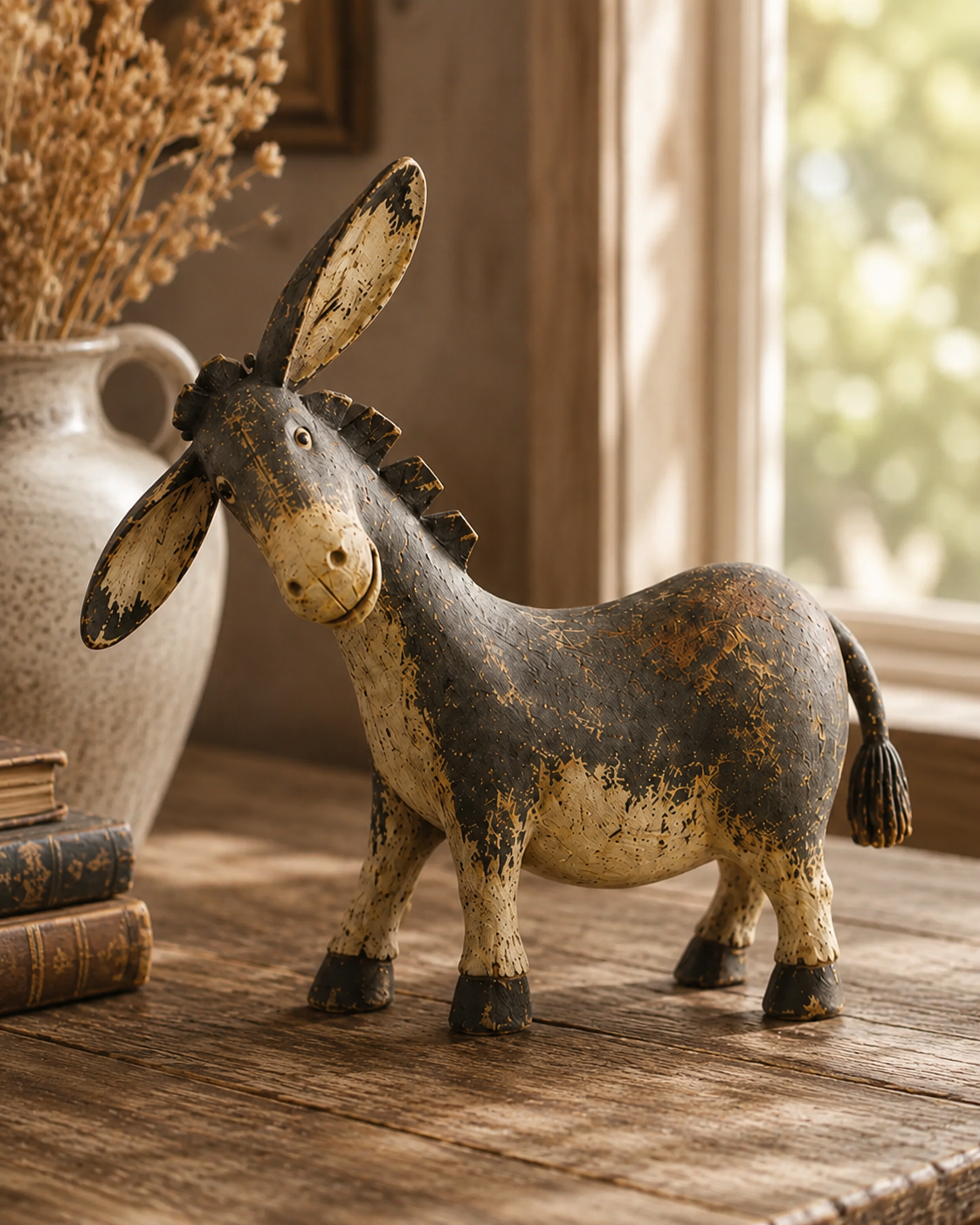 Rustic Donkey Figurine for Farmhouse Decor