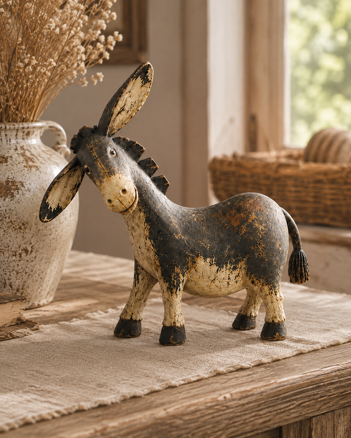Rustic Donkey Figurine for Farmhouse Decor