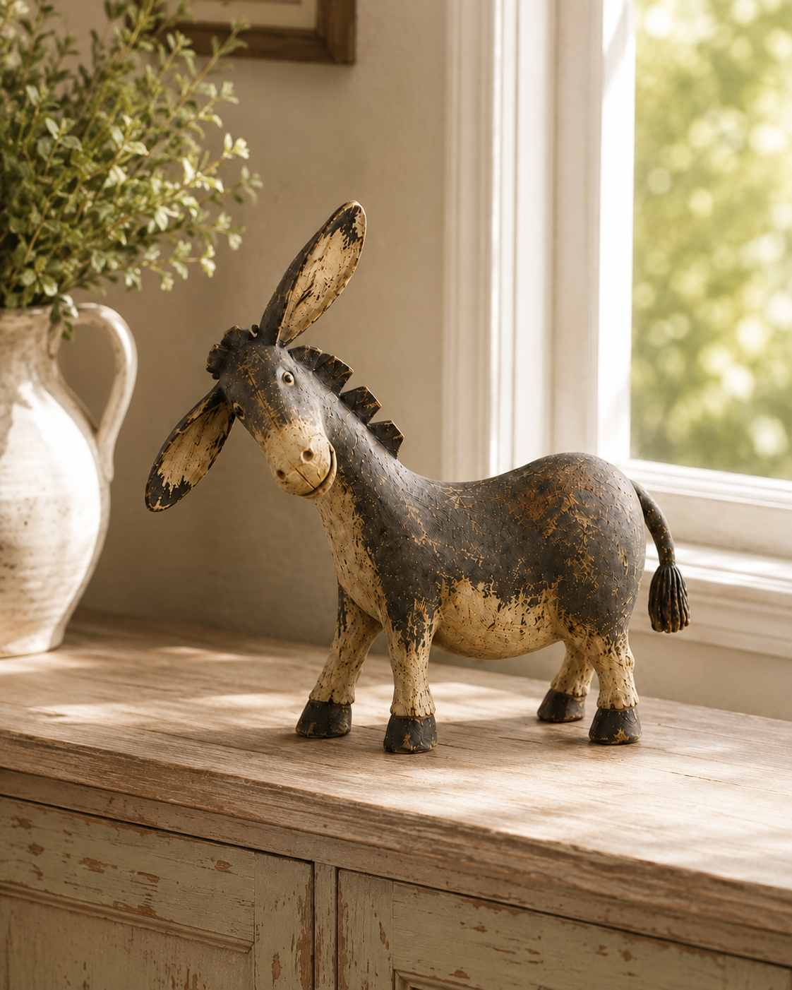Rustic Donkey Figurine for Farmhouse Decor