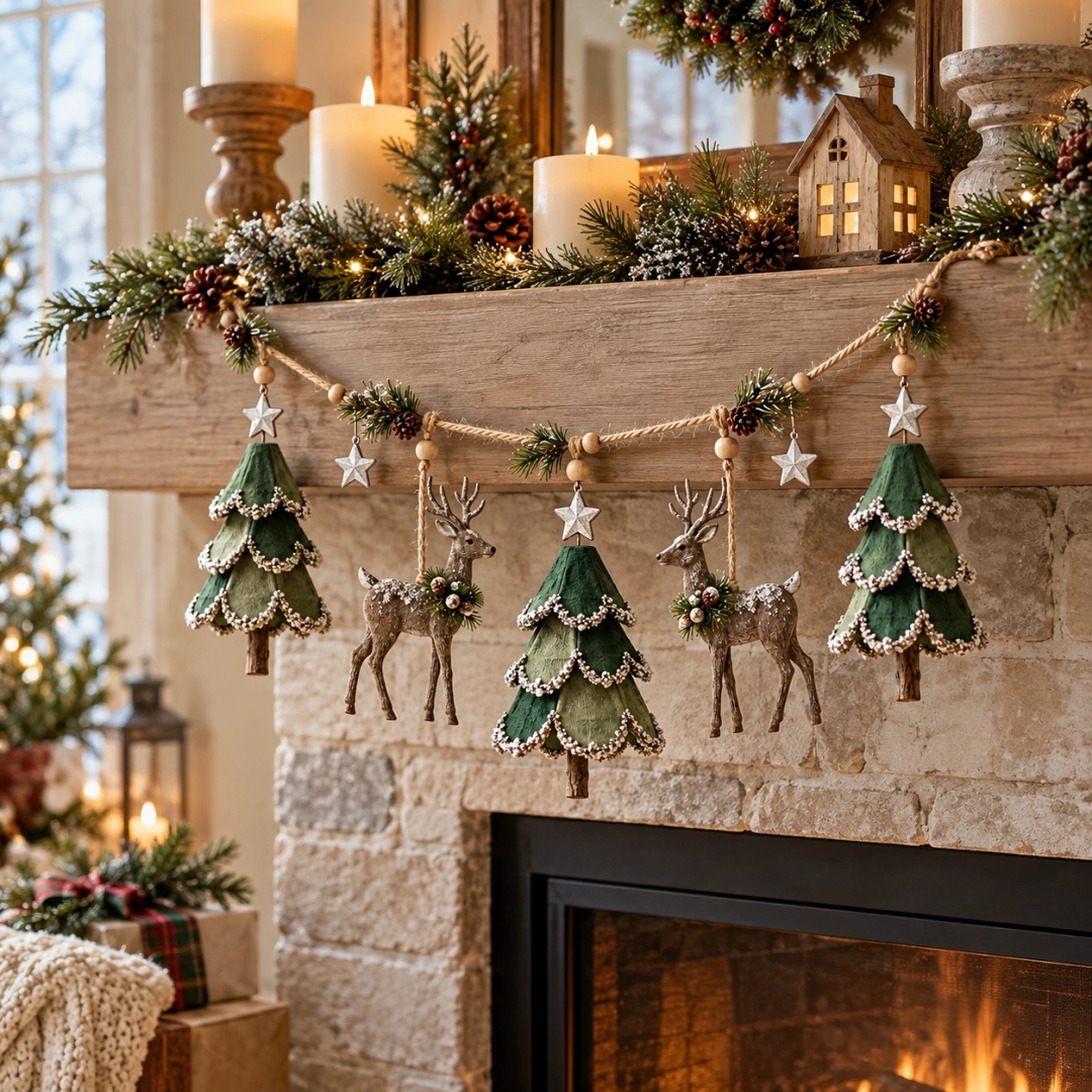 🎄Lighted Woodland Christmas Garland