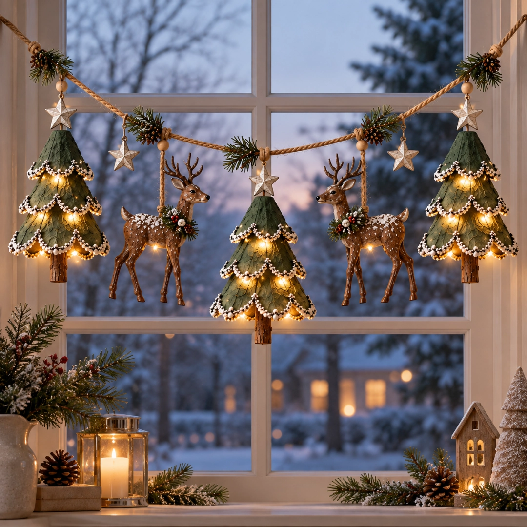 🎄Lighted Woodland Christmas Garland