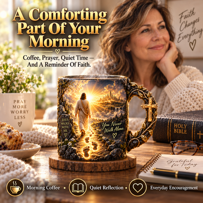 🔥Last Day 49% OFF🔥✝️ Jesus Walks With Me™ – Heat-Reveal Faith Mug | You Are Never Alone