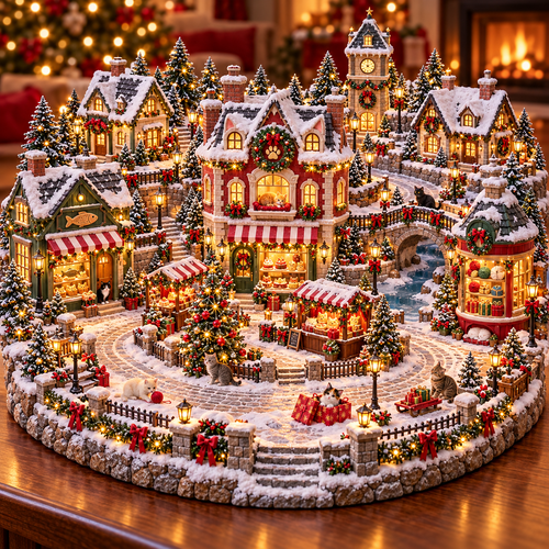 Christmas Cat Village 🐱🎄 – Lighted Cat Lover’s Holiday Scene 🐈✨