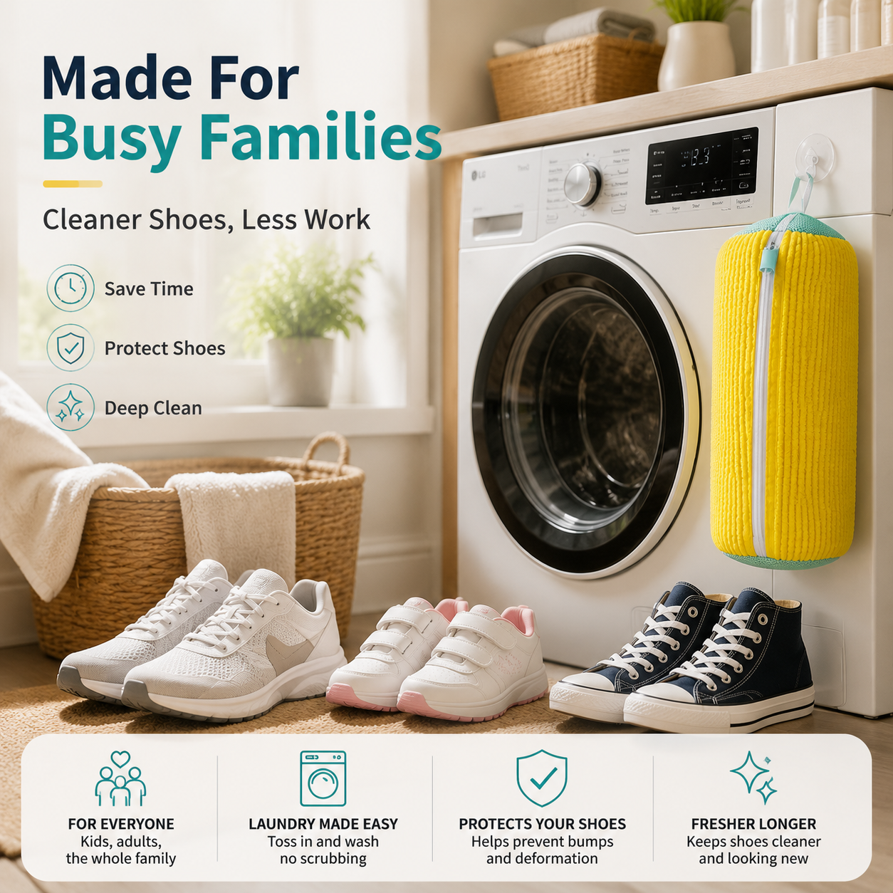 No-Scrub Shoe Washing Bag 👟– Clean & Protect Your Sneakers In The Washing Machine
