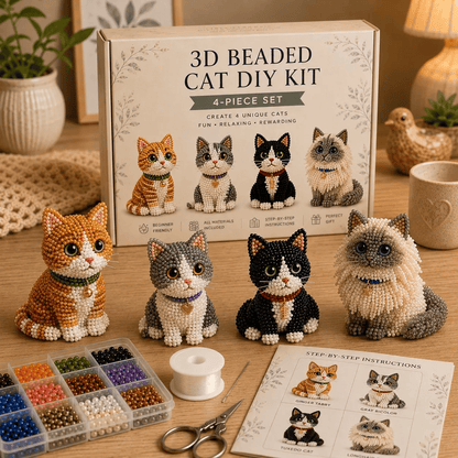 🐱 Create 4 Adorable Beaded Cats Yourself