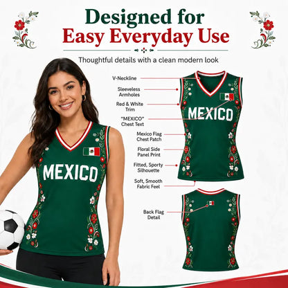 ⚽🔥 Show Your Team Spirit in Style! 🇲🇽☀️Sleeveless V-Neck Soccer Fan Tank | Lightweight Breathable Summer Sports Top 💚🏆