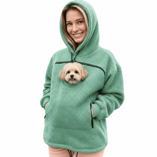Hoodie With Dog Pouch Fleece Casual Oversized Sweatshirt