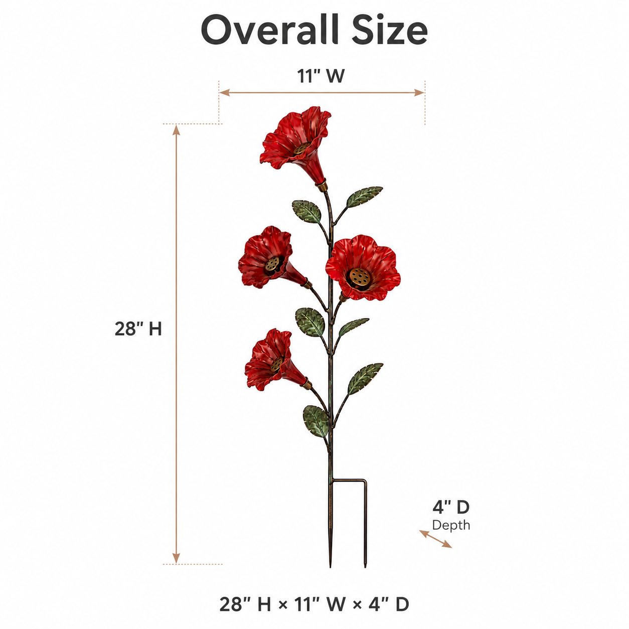 ✨ Vintage Red Flower Hummingbird Feeder Garden Stake