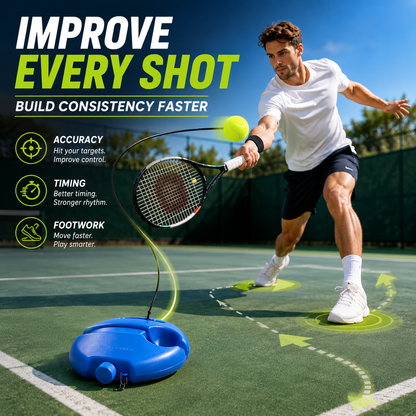 🎾 Solo Tennis Trainer Rebound Set – Practice Anytime, No Partner Needed，3 Balls
