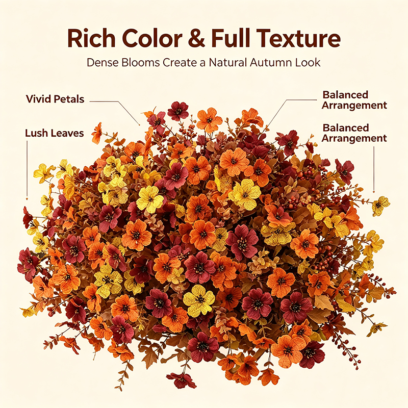 Fall Artificial Flower Halloween 12pcs, UV Resistant Colorful Fake Flower🍂