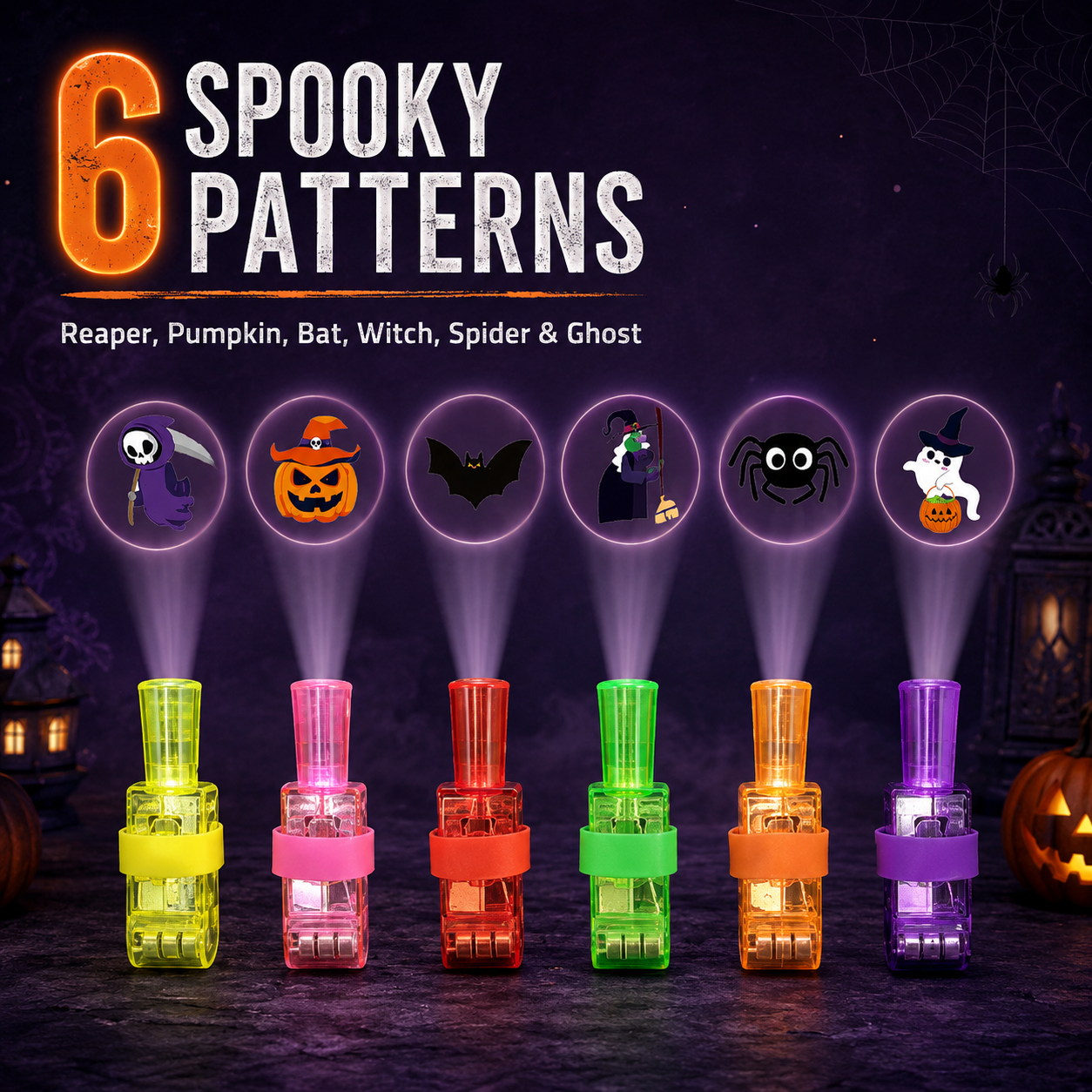 🎃 Spooky Pattern Finger Projector Lights (36 Pcs)