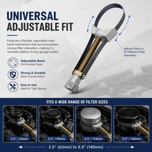 🛠️NEW Auto Car Diameter Adjustable Oil Filter Removal Strap Wrench Tool