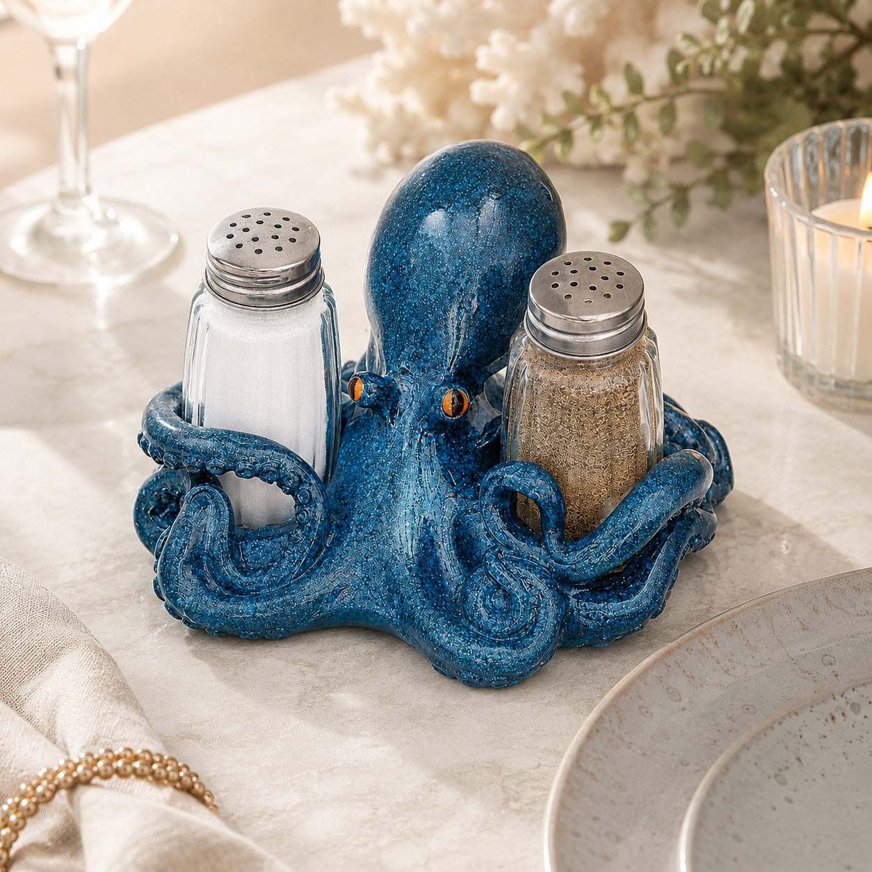 🧂Coastal Animal Salt & Pepper Shaker Holder Set