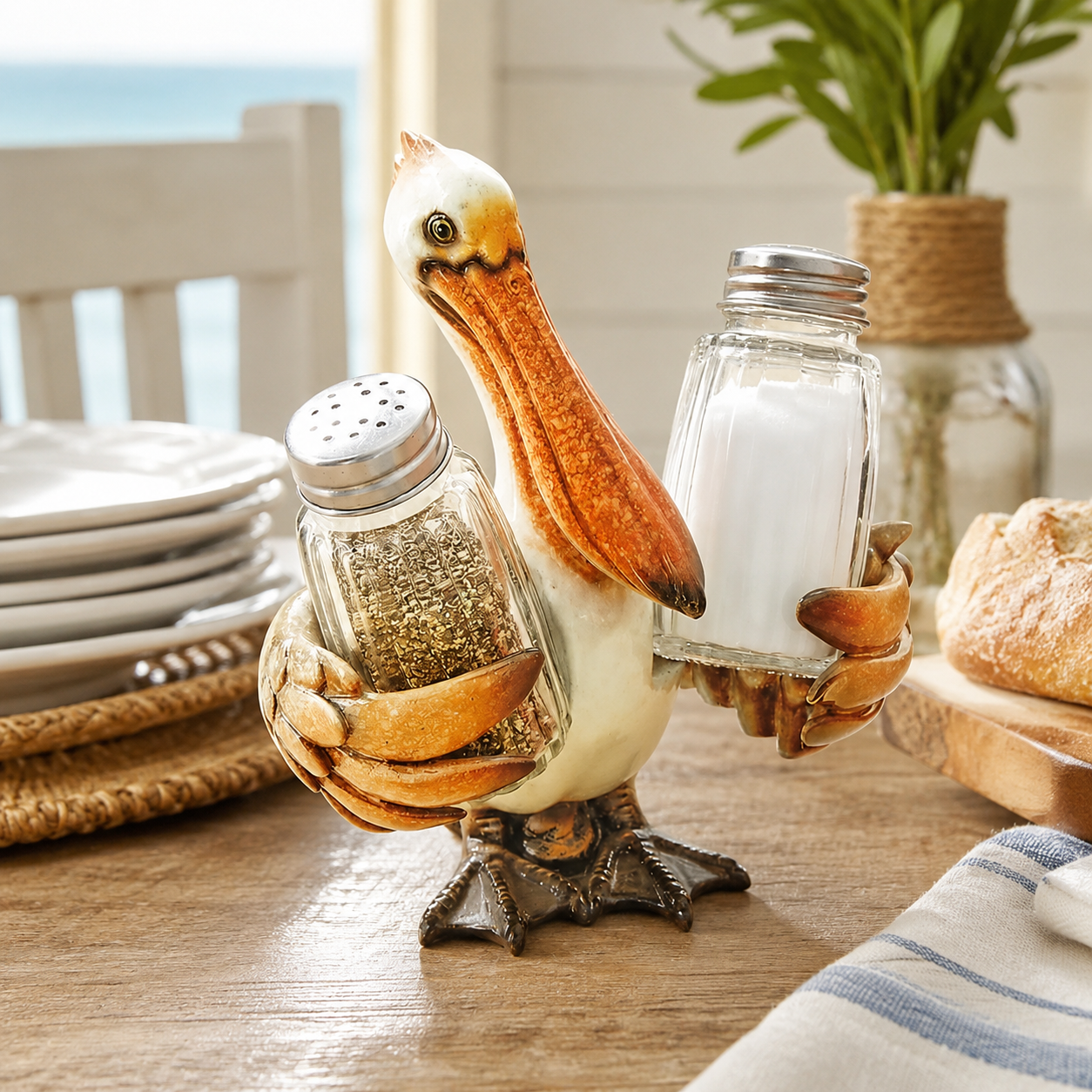 🧂Coastal Animal Salt & Pepper Shaker Holder Set