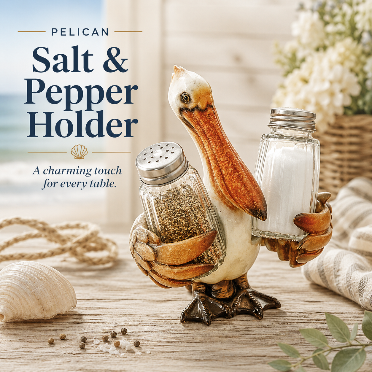 🧂Coastal Animal Salt & Pepper Shaker Holder Set