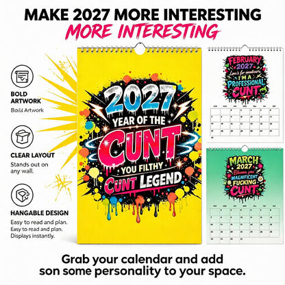 2027 Year of the Cunt Wall Calendar – Bold Graffiti Humor Calendar📆🌟
