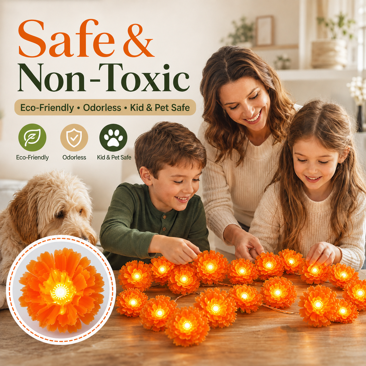 🌼 Chrysanthemum LED Lights for Halloween & Altars