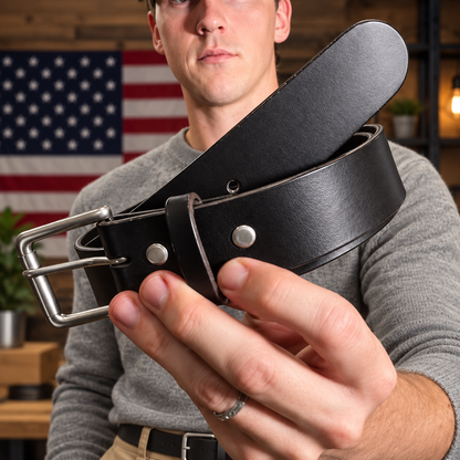 Full-Grain Buffalo Leather Belt – 3 Colors & Size Options