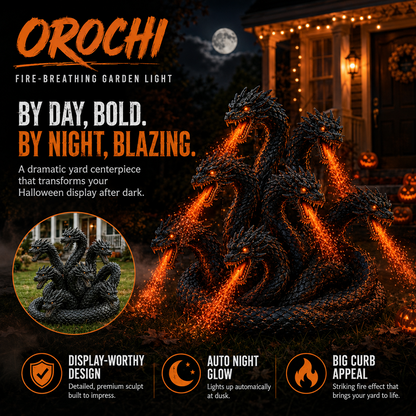 🔥 Orochi Solar Fire Dragon Sculpture – The Ultimate Halloween Neighborhood Showstopper