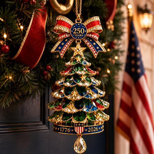 🎄250th Anniversary Jeweled Christmas Tree Ornament (1776–2026)
